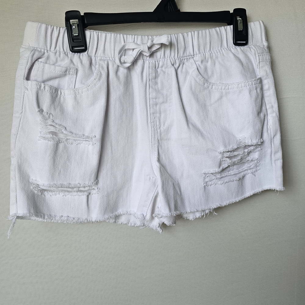 YMI White Distressed Denim Jean Shorts